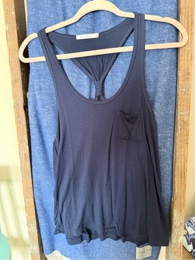 Heart Hips Navy Racerback Tank with Knotted Detail
